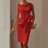 2026 European And American Women's Bow Decoration Solid Color Sleeveless Dress Jumpsuit Short Skirt