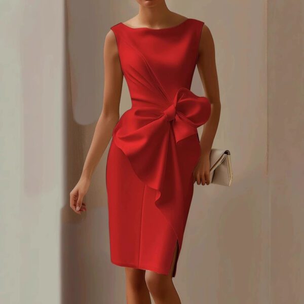 2026 European And American Women's Bow Decoration Solid Color Sleeveless Dress Jumpsuit Short Skirt