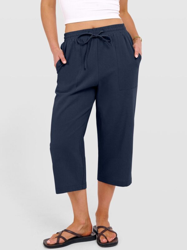 Wish Spring And Autumn European And American Women's Fashion Solid Color Cotton Linen Loose Drawstring Wide-Leg Casual Pants For Women