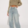2026 New Cross-Border Foreign Trade Amazon European And American Women's Jeans With Double-Layer Waist Buttoning, Vintage Wide-Leg Jeans