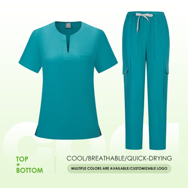 7c1b656a-92f8-424c-a444-5d84ac7bf72e.jpg V-neck Two-piece Medical Work Uniform