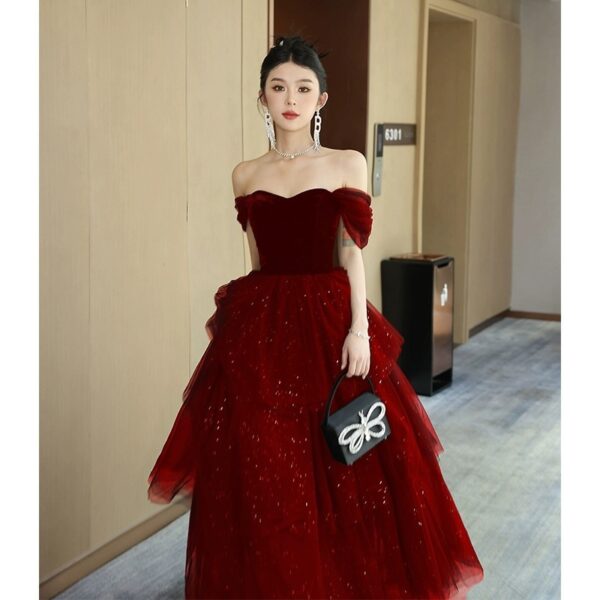 7e3a2a29-bde1-4d70-bcbd-fb794c0e2b21.jpg Black Evening Dress Light Luxury Minority French Style Pettiskirt