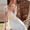 7f0d5158-3799-497c-8b28-a789778e21ce.jpg High U-neck Lace Long Sleeve A- Line Long Tail Simple Wedding Dress