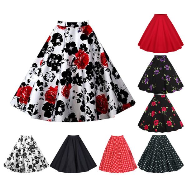 Vintage High Waist Polka Dot Print Skirt