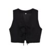Bow-tie Lace-up Vest Top High-waisted Wide-leg Trousers