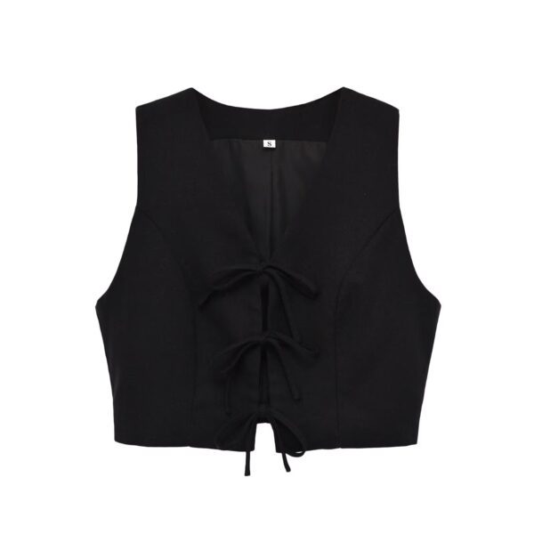 Bow-tie Lace-up Vest Top High-waisted Wide-leg Trousers