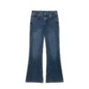 Womens Retro Loose-fit Mid-rise Turn-up-waist Denim Pants