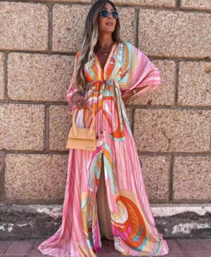 81ae269b-8816-43da-8133-cd74da15f180.jpg New women''s V-neck short sleeve printed long dress
