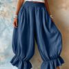 2026 Summer New Cross-Border European And American Style Loose Casual Cotton And Linen Ruffle Lantern Pants For Women