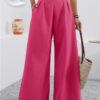 2025 European And American Cross-Border Amazon Autumn Women's New Pocket High-Waisted Fashion Versatile Wide-Leg Pants Long Pants Commuting
