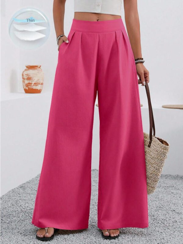 2025 European And American Cross-Border Amazon Autumn Women's New Pocket High-Waisted Fashion Versatile Wide-Leg Pants Long Pants Commuting