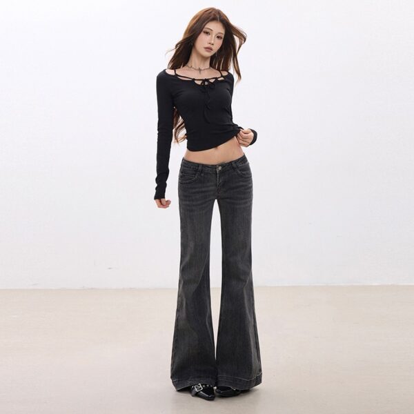 88866f80-2f35-4d11-b8e9-782ec2ab0e96.jpg Hem-striped Low-rise Jeans For Women