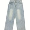 2026 New Cross-Border Foreign Trade Amazon European And American Women's Jeans With Double-Layer Waist Buttoning, Vintage Wide-Leg Jeans