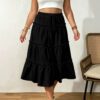 Amazon Cross-border European And American Layered Wood-ear Cake Skirt Drawstring Loose Slim-fit Mid-length Half-length