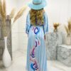 New women''s V-neck short sleeve printed long dress