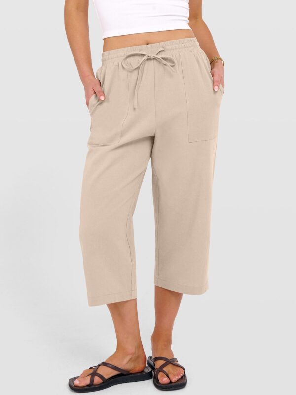 Wish Spring And Autumn European And American Women's Fashion Solid Color Cotton Linen Loose Drawstring Wide-Leg Casual Pants For Women