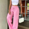 Women Loose Drawstring Multi Pocket Wide Leg Straight Leg Cargo Casual Pants