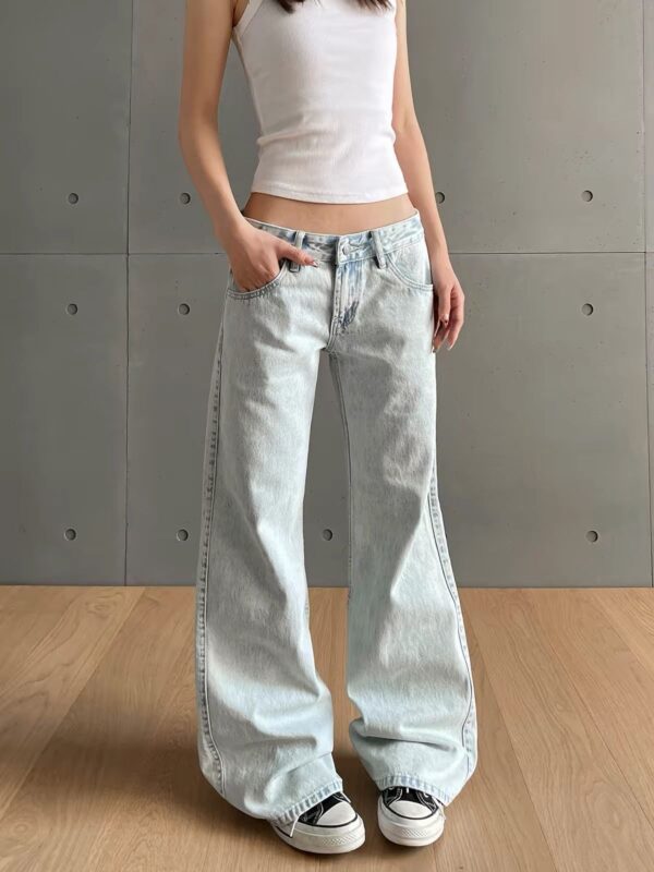 Womens Jeans Non-slim Fit Straight-leg Flared Wide-leg