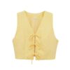 Bow-tie Lace-up Vest Top High-waisted Wide-leg Trousers