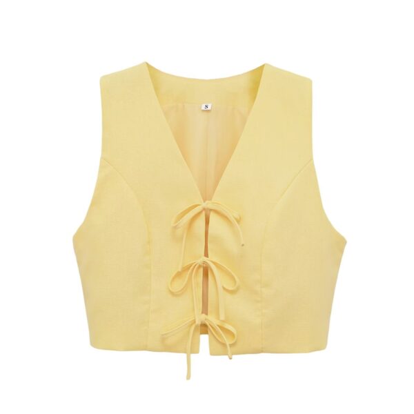 Bow-tie Lace-up Vest Top High-waisted Wide-leg Trousers