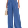 2026 Amazon Cotton And Linen Loose Casual Pants With Pockets, Solid Color Trendy Casual Pants, Linen Wide-Leg Pants For Women, Summer