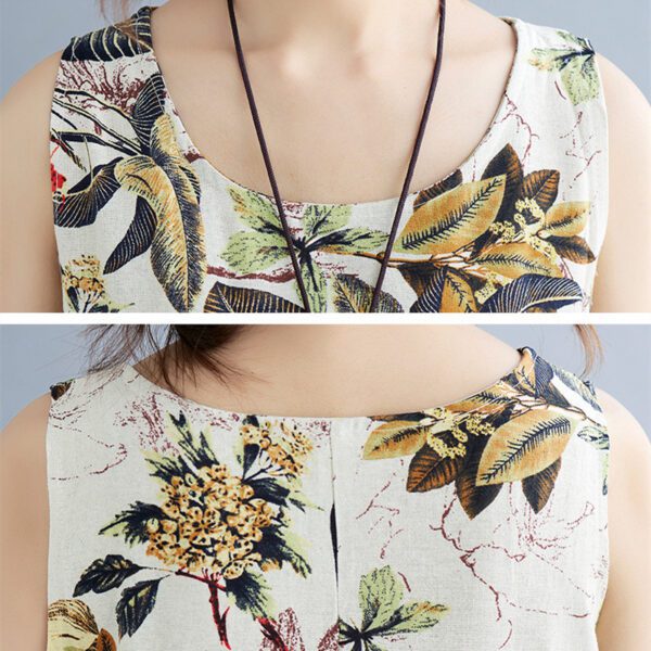 94a4b11a-a0e8-4c75-a96b-387917694ff8.jpg Printed Cotton Linen Round Neck Sleeveless Dress Women's