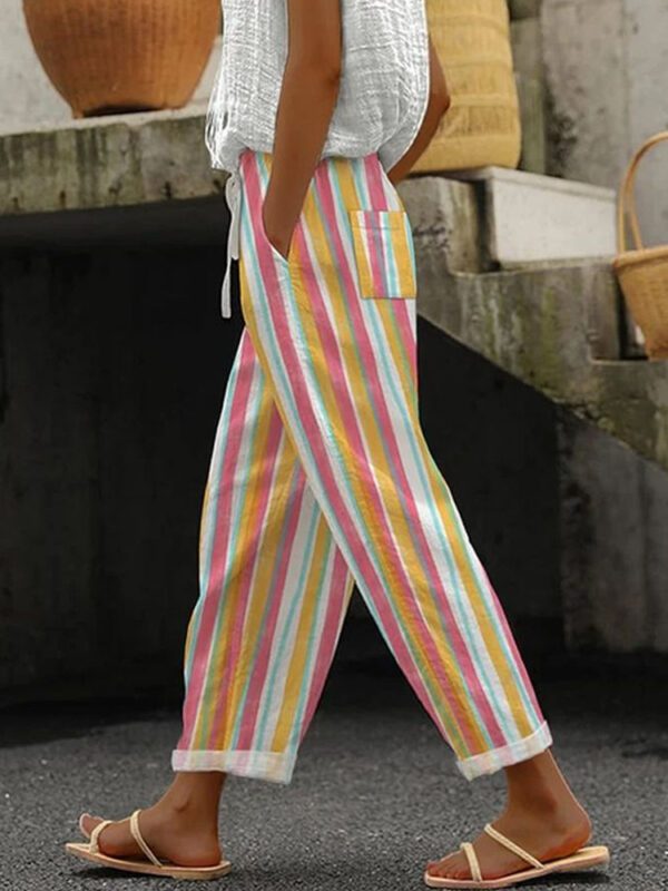 2026  New Women's Clothing Regular Drawstring Flap Pocket Pants Casual Pants Multi-Color Digital Printing Women's Pants