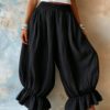 2026 Summer New Cross-Border European And American Style Loose Casual Cotton And Linen Ruffle Lantern Pants For Women