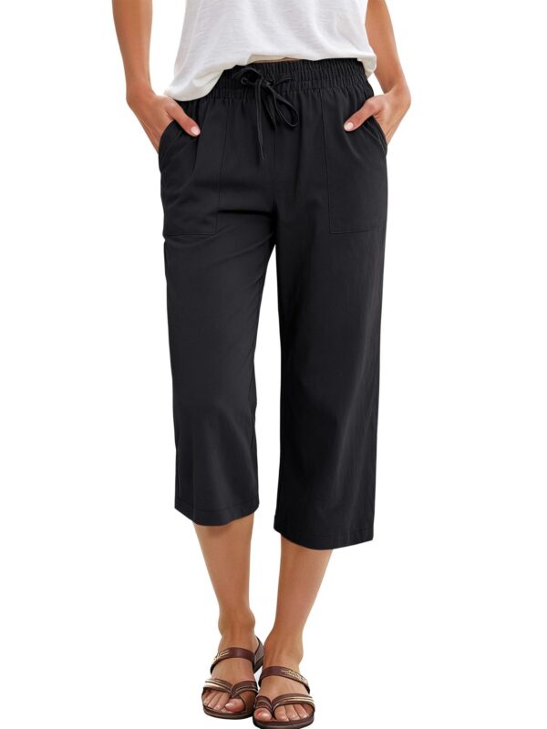 Wish Spring And Autumn European And American Women's Fashion Solid Color Cotton Linen Loose Drawstring Wide-Leg Casual Pants For Women