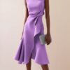 2026 Summer Women's New European And American Sleeveless Solid Color Fashion Versatile Temperament Round Neck Dress