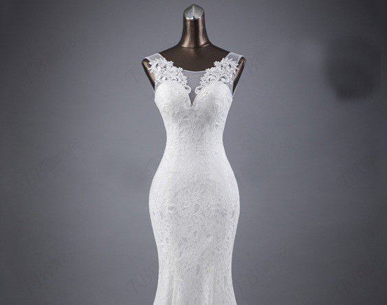 990662883338.jpg Lace slim and thin double shoulder tail wedding dress