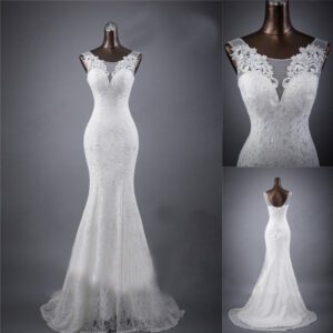 993911401226.jpg Lace slim and thin double shoulder tail wedding dress