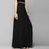 New European and American Style Women Pleated Solid Mesh Lace Layered Gypsy Boho Summer Long Maxi Skirt Girl Beach Clothing