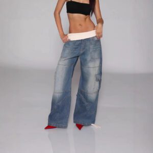 European And American-style Patchwork-thread Vintage Jeans