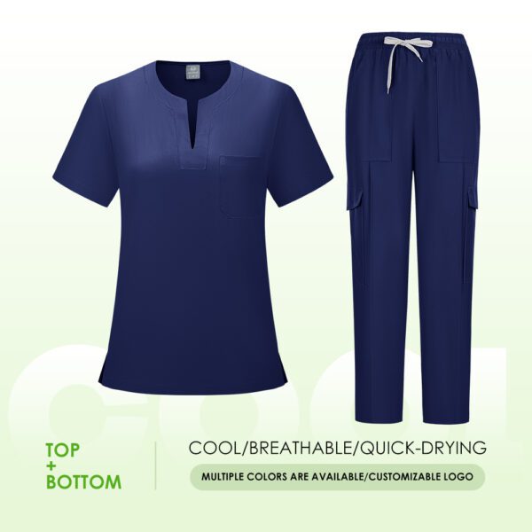 9b5235d2-444d-4cd5-8b3f-47f6e2ea1e1d.jpg V-neck Two-piece Medical Work Uniform
