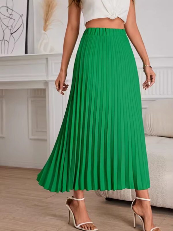 9dd7c2b3-b377-480e-87f2-0a5960503609.jpg Womens Solid-color High-waisted Midi Pleated Skirt