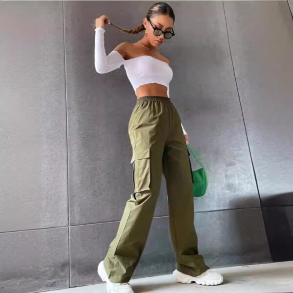 2026 Cross-Border Beltless High-Waisted Wide-Leg Pants Straight Loose Elegant Work Pants Casual Women's Clothing