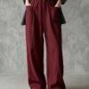 European And American Cross-Border Amazon Independent Site New Women's Solid Color Wide-Leg High-Waisted Loose Drawstring Casual Pants