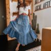 a0f2817a-d0ad-41bf-a21e-b19f4b5d6db5.jpg Bohemian A- Line Layered Cake Denim Skirt