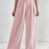 Summer New Solid Color Pleated Casual Wide-leg Pants Loose Casual Women's Commuting Versatile Style Comfortable TrousersS