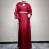 Women's Two-piece Hot Drilling Bright Silk Fashion Satin Robe Abaya
