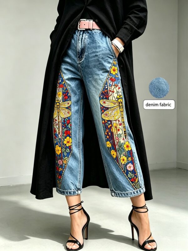 a51eb278-9324-402b-b733-846c488d82ed.jpg Mid-rise Wide-leg Denim Capri Pants