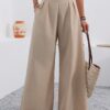 2025 European And American Cross-Border Amazon Autumn Women's New Pocket High-Waisted Fashion Versatile Wide-Leg Pants Long Pants Commuting