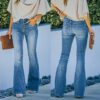 a6db4607-70a6-485c-b3a4-06f68994fb13.jpg High Waist Bell Bottom Jeans Trendy Wear Washed Out Street Style Women's Denim Pants