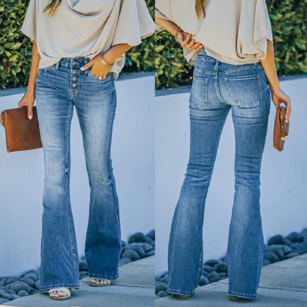 a6db4607-70a6-485c-b3a4-06f68994fb13.jpg High Waist Bell Bottom Jeans Trendy Wear Washed Out Street Style Women's Denim Pants