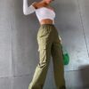 2026 Cross-Border Beltless High-Waisted Wide-Leg Pants Straight Loose Elegant Work Pants Casual Women's Clothing