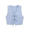 Bow-tie Lace-up Vest Top High-waisted Wide-leg Trousers
