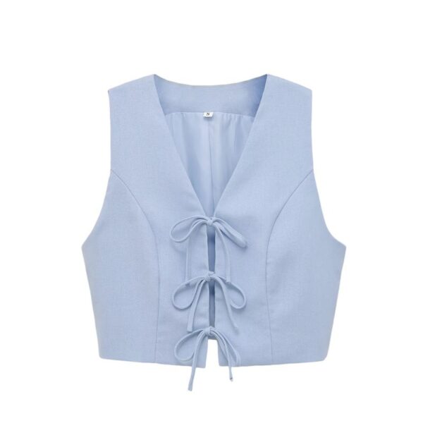 Bow-tie Lace-up Vest Top High-waisted Wide-leg Trousers