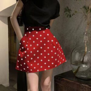 Short High-waisted Umbrella Skirt With Bud-shaped Design