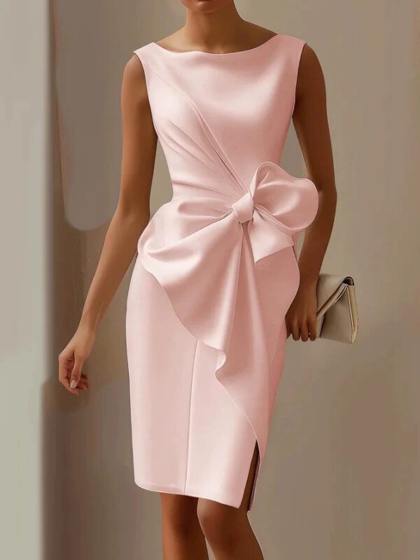 2026 European And American Women's Bow Decoration Solid Color Sleeveless Dress Jumpsuit Short Skirt